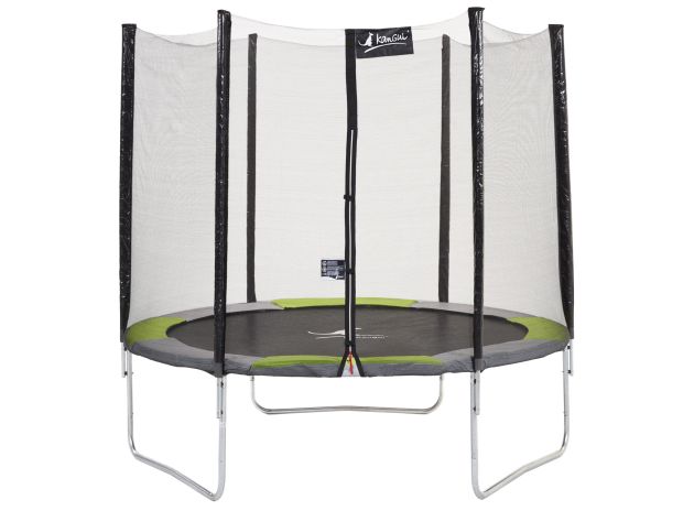 Trampoline de jardin coloré avec son filet de protection extérieur